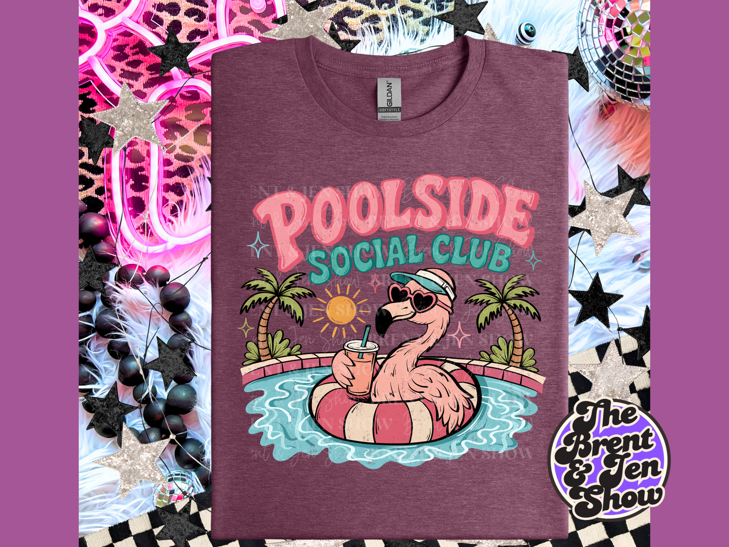 Poolside Social Club Flamingo T-Shirt: Vibrant DTF Print, Summer Fun Tee