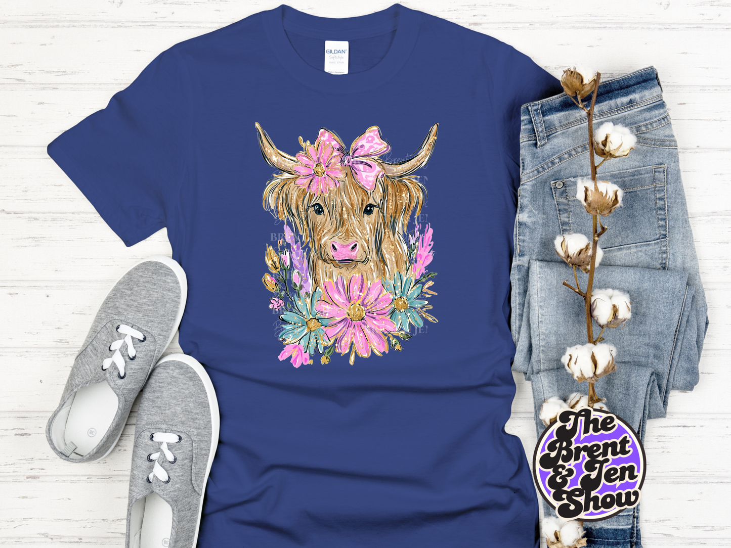 Floral Highland Cow T-Shirt