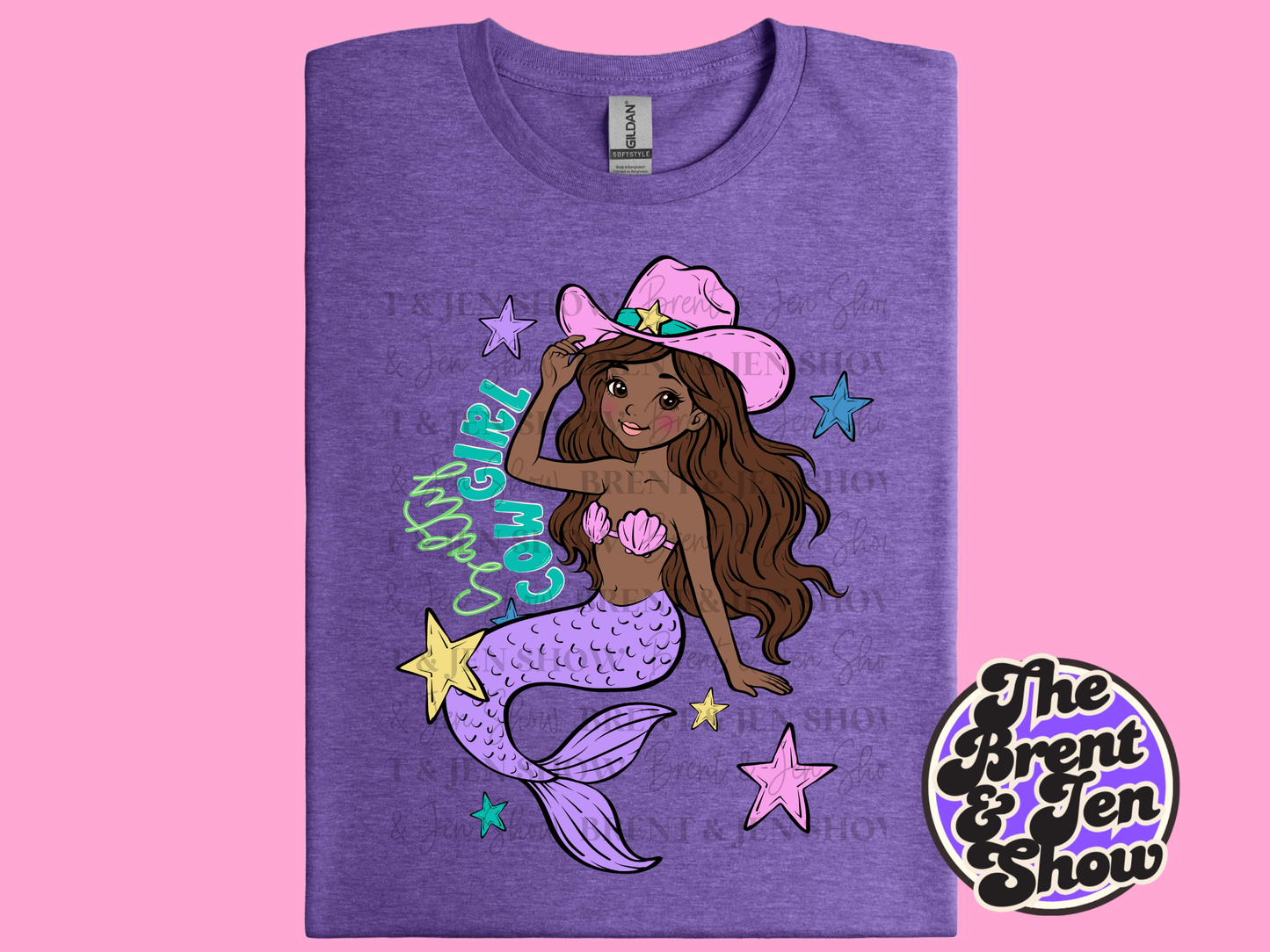 Cowgirl Mermaid T-Shirt: Whimsical Western Sea Creature Graphic Tee