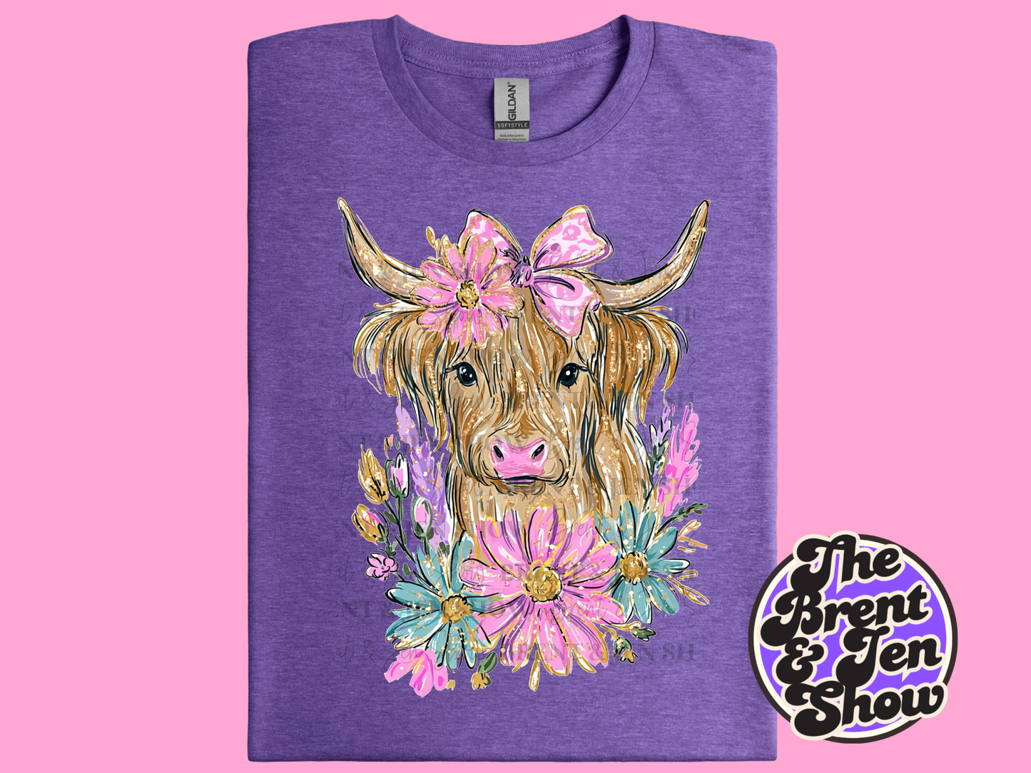 Floral Highland Cow T-Shirt