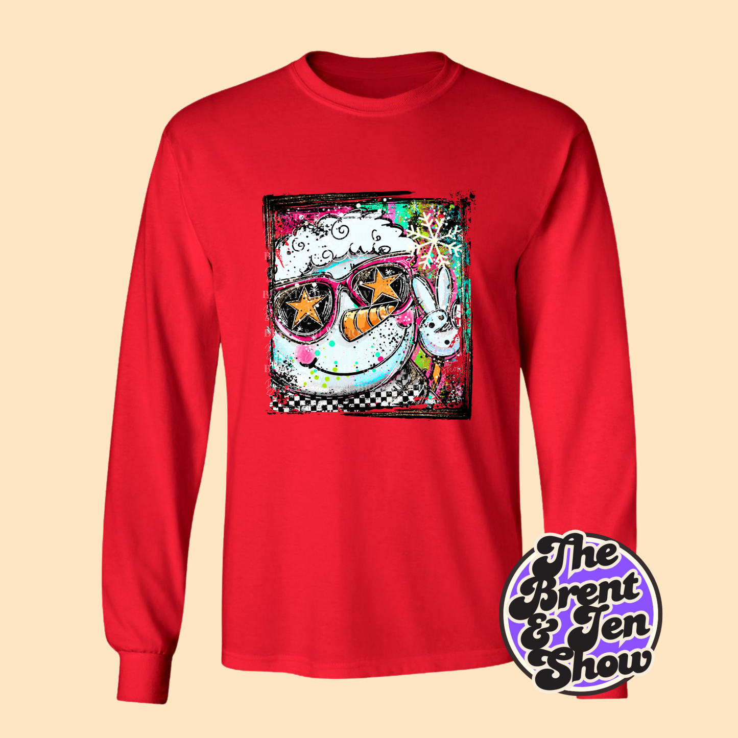 Selfie Doodle Snowman Long Sleeve Shirt
