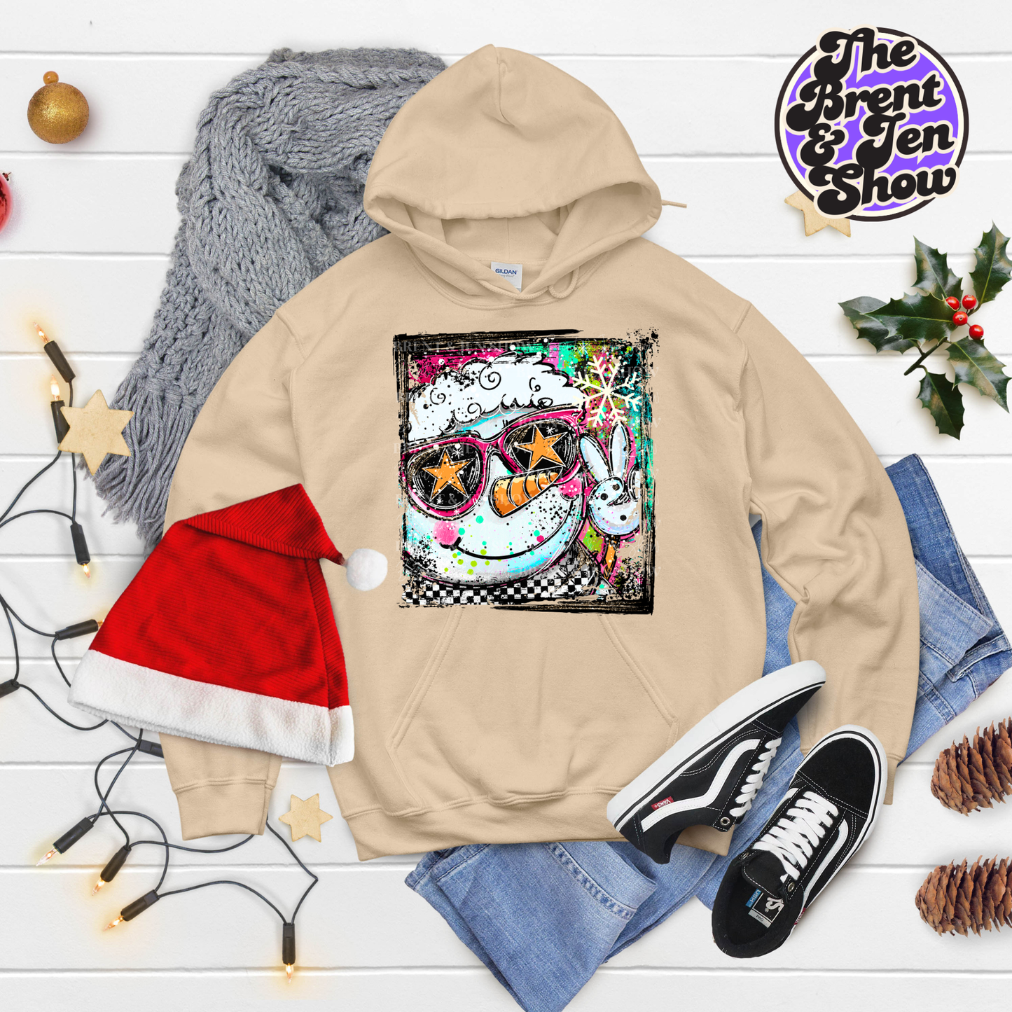 Selfie Doodle Snowman Hoodie