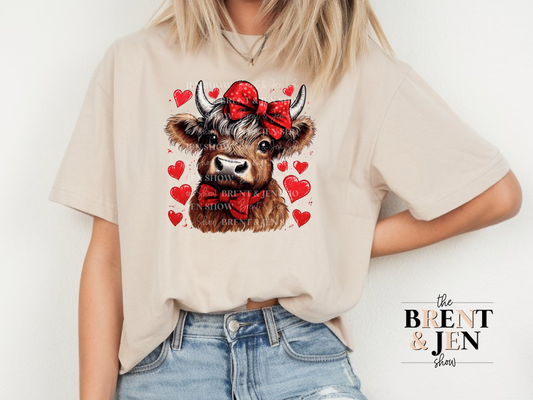 Highland Cow Hearts T-Shirt Template