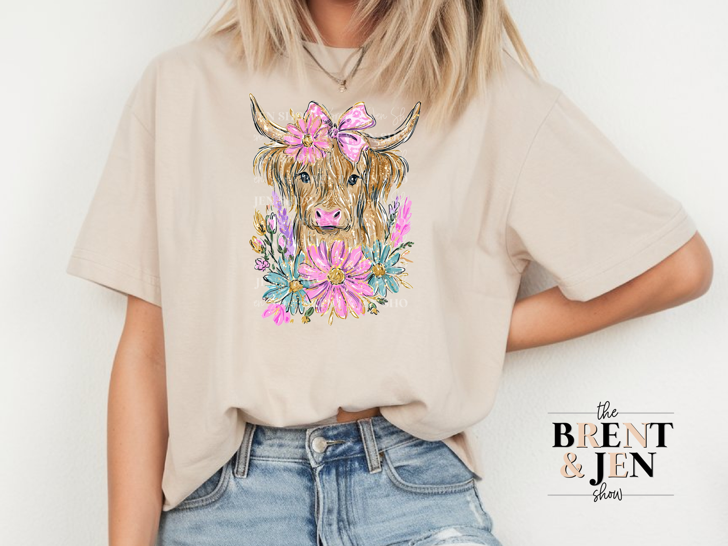 Floral Highland Cow T-Shirt