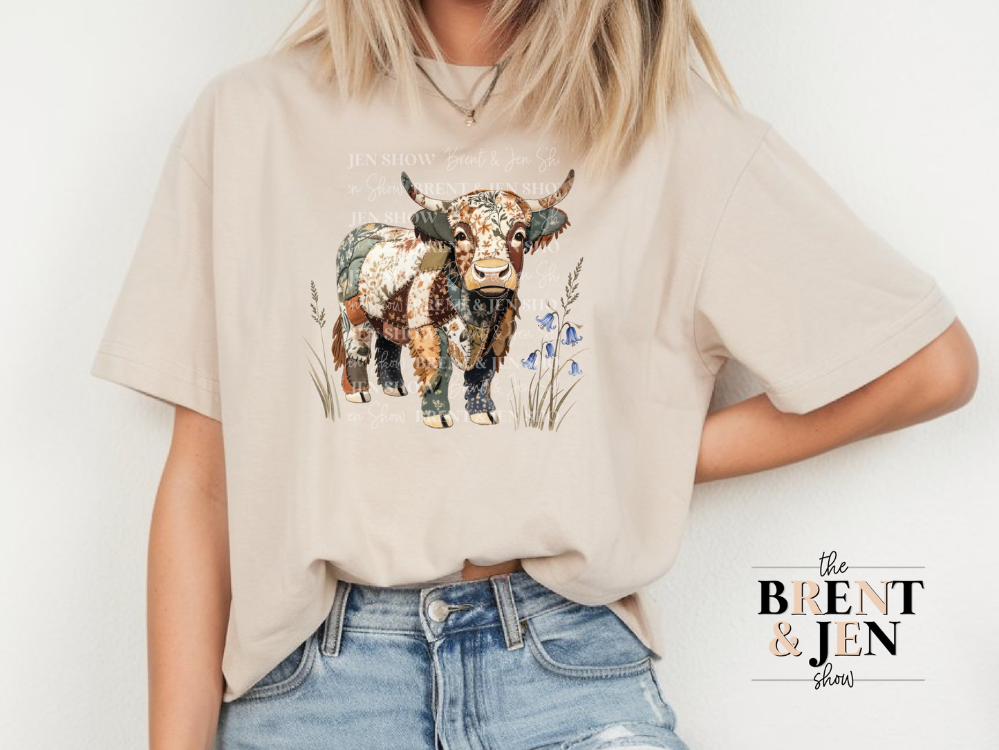 Patchwork Highland Cow T-Shirt