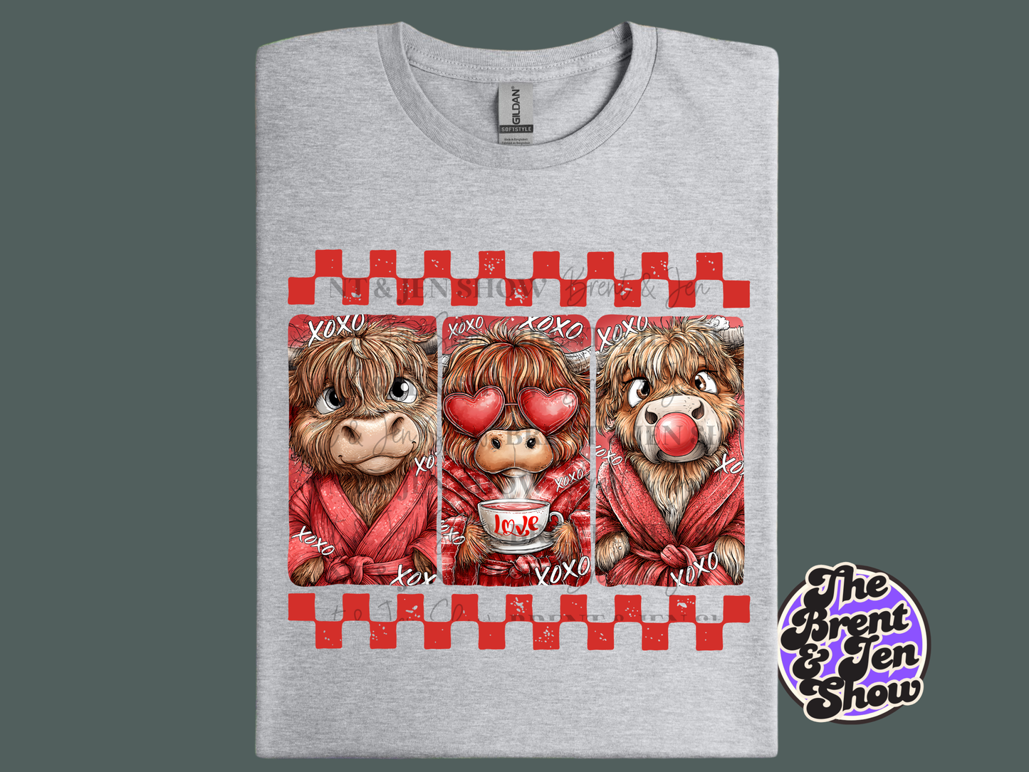 Valentine Highland Cow T Shirt
