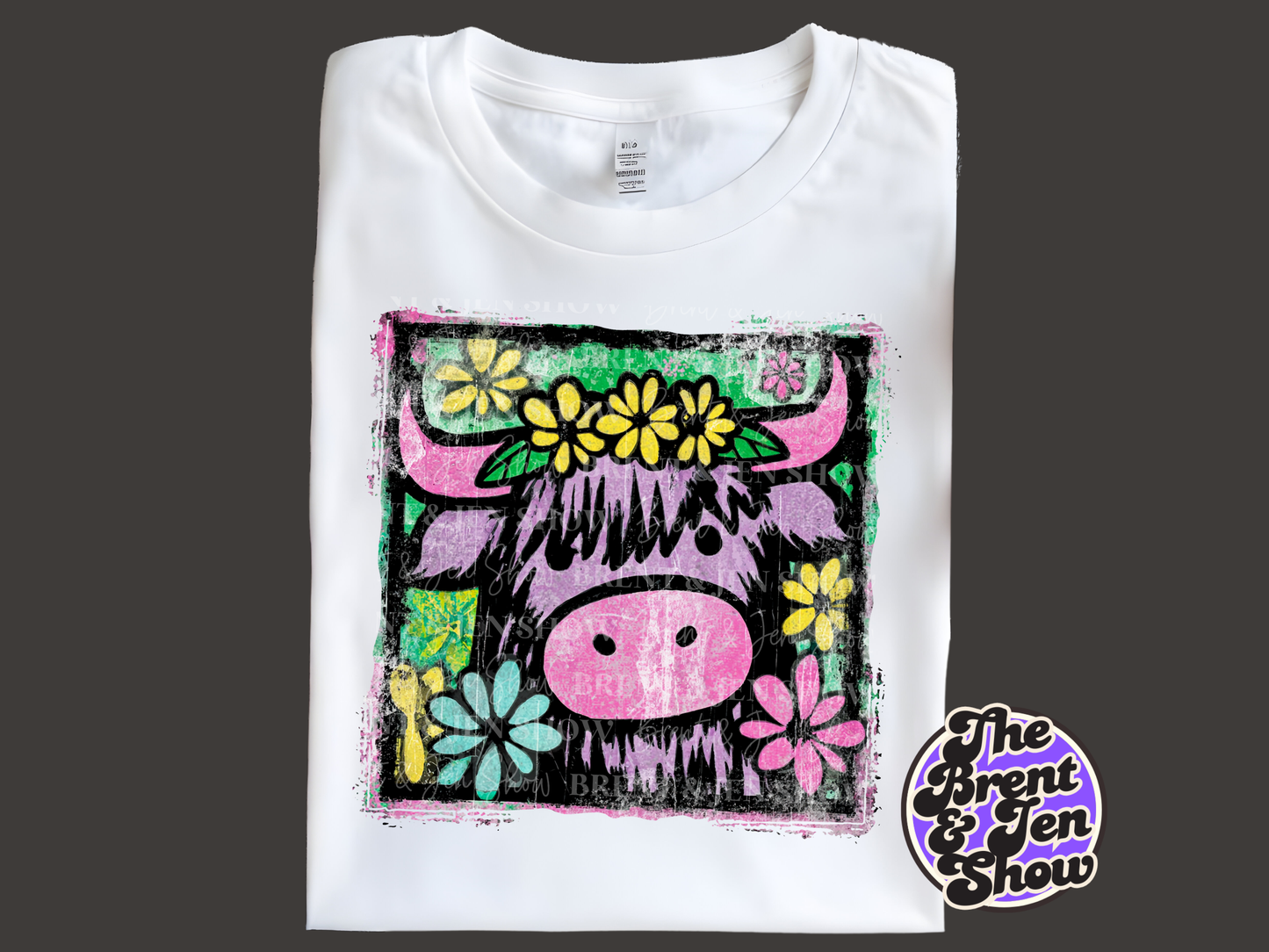 Retro Highland Cow T-Shirt Template