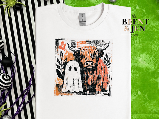 Ghost & Highland Cow T Shirt