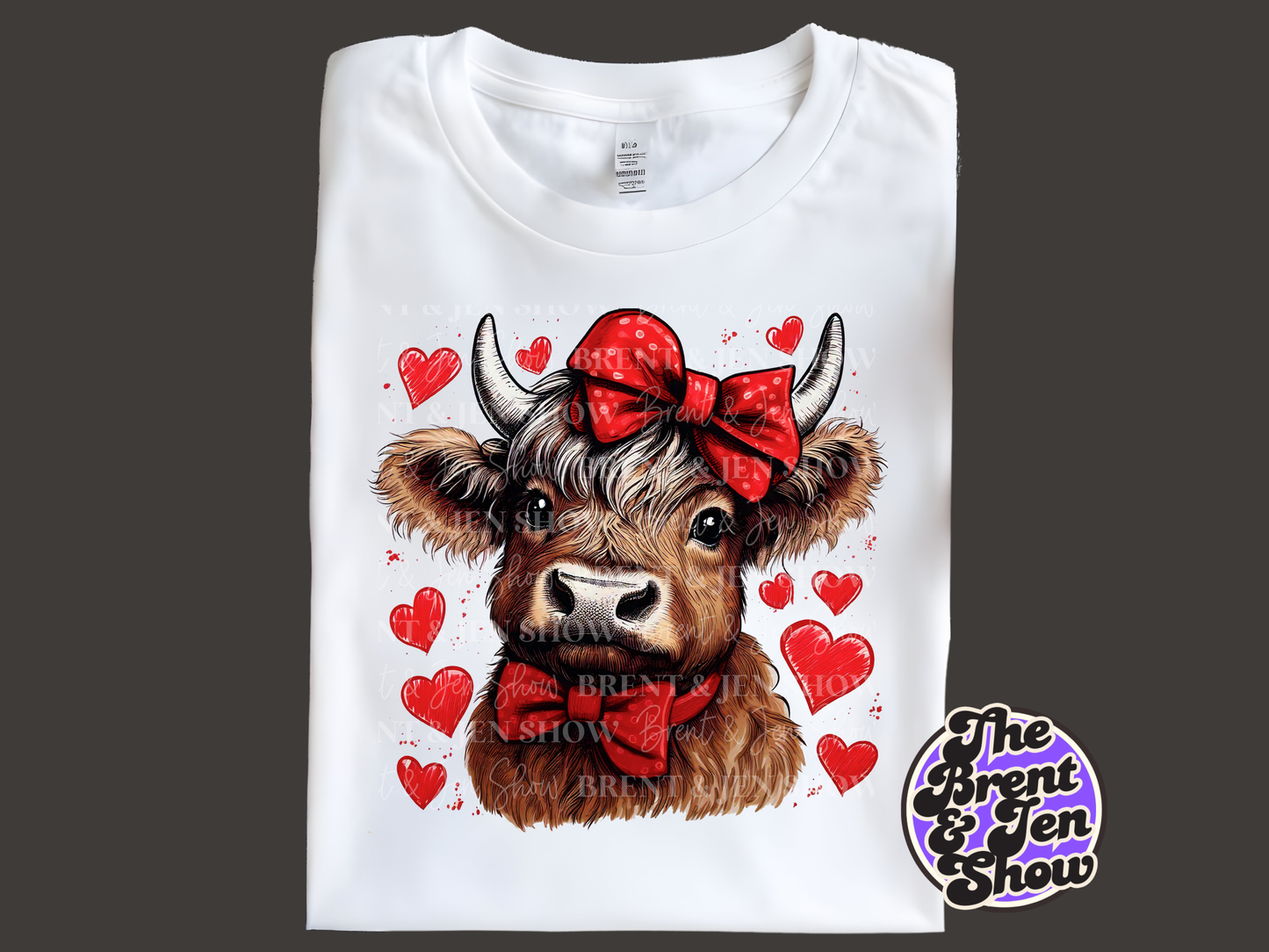 Highland Cow Hearts T-Shirt Template