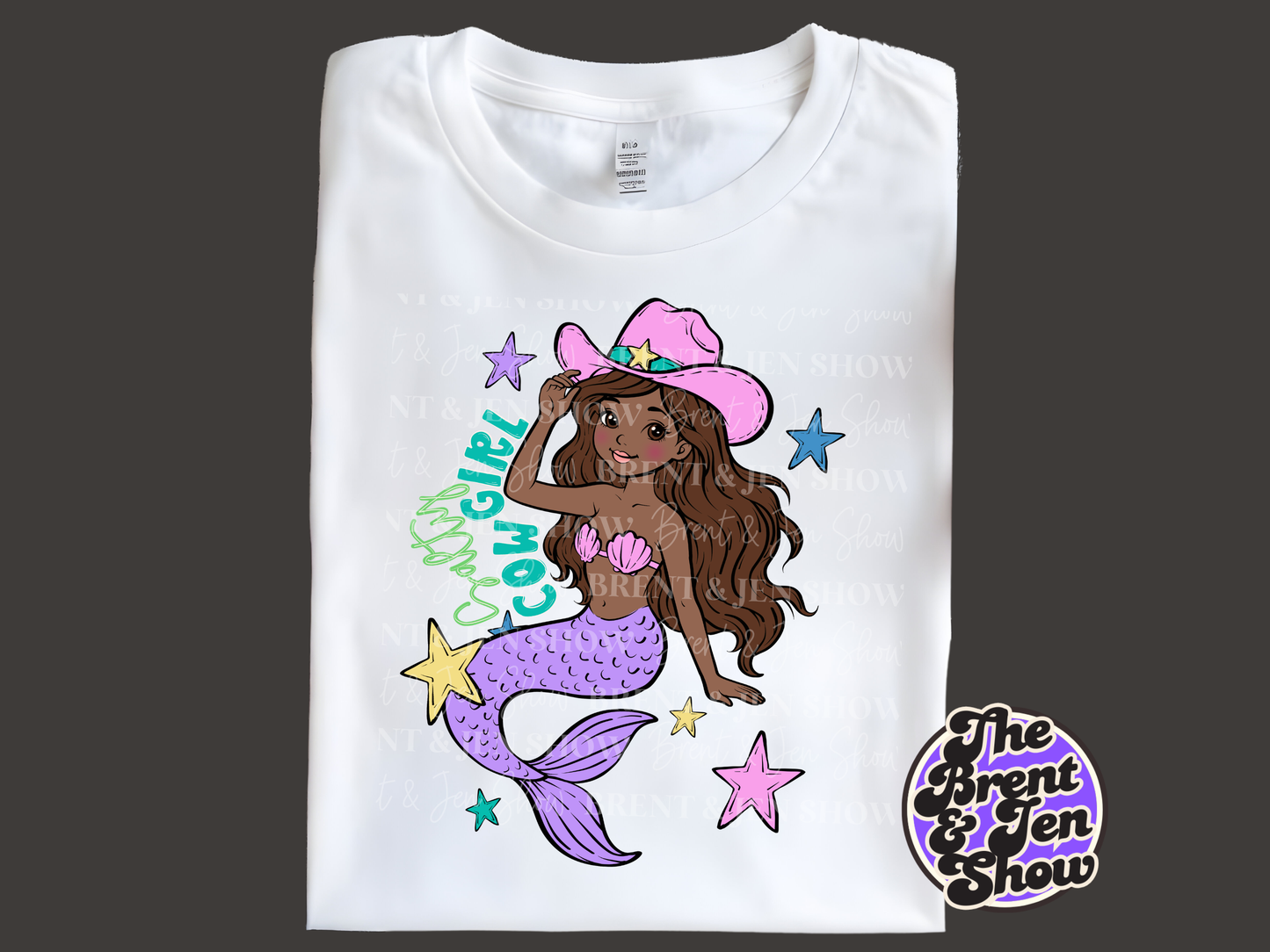 Cowgirl Mermaid T-Shirt: Whimsical Western Sea Creature Graphic Tee