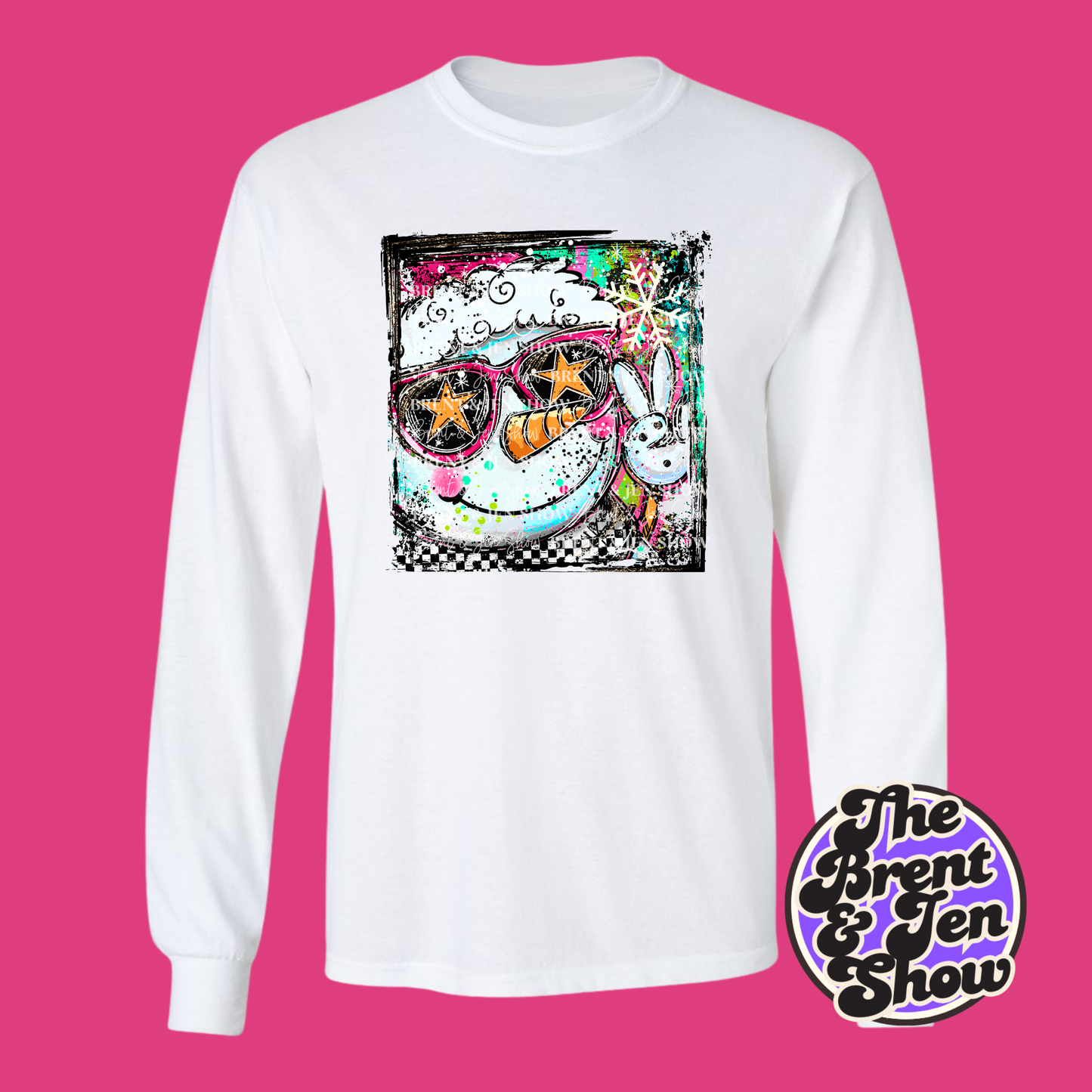 Selfie Doodle Snowman Long Sleeve Shirt