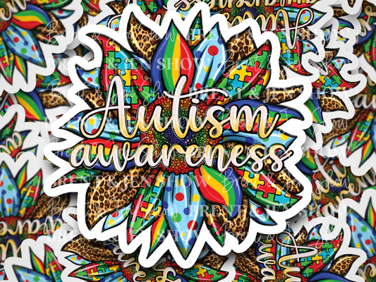 Autism Awareness Sunflower Vinyl Sticker