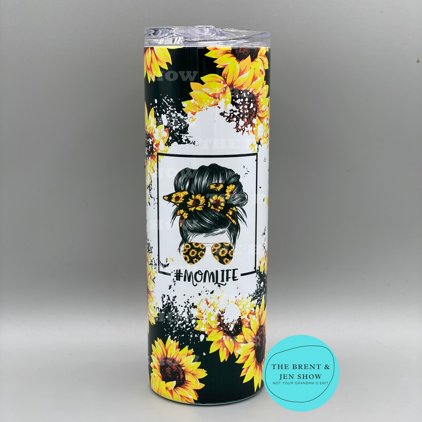 Ready To Ship Mom Life Messy Bun Sunflower Sublimation Tumbler 20oz