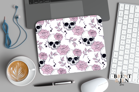 Skull Rose Pattern Mouse Pad