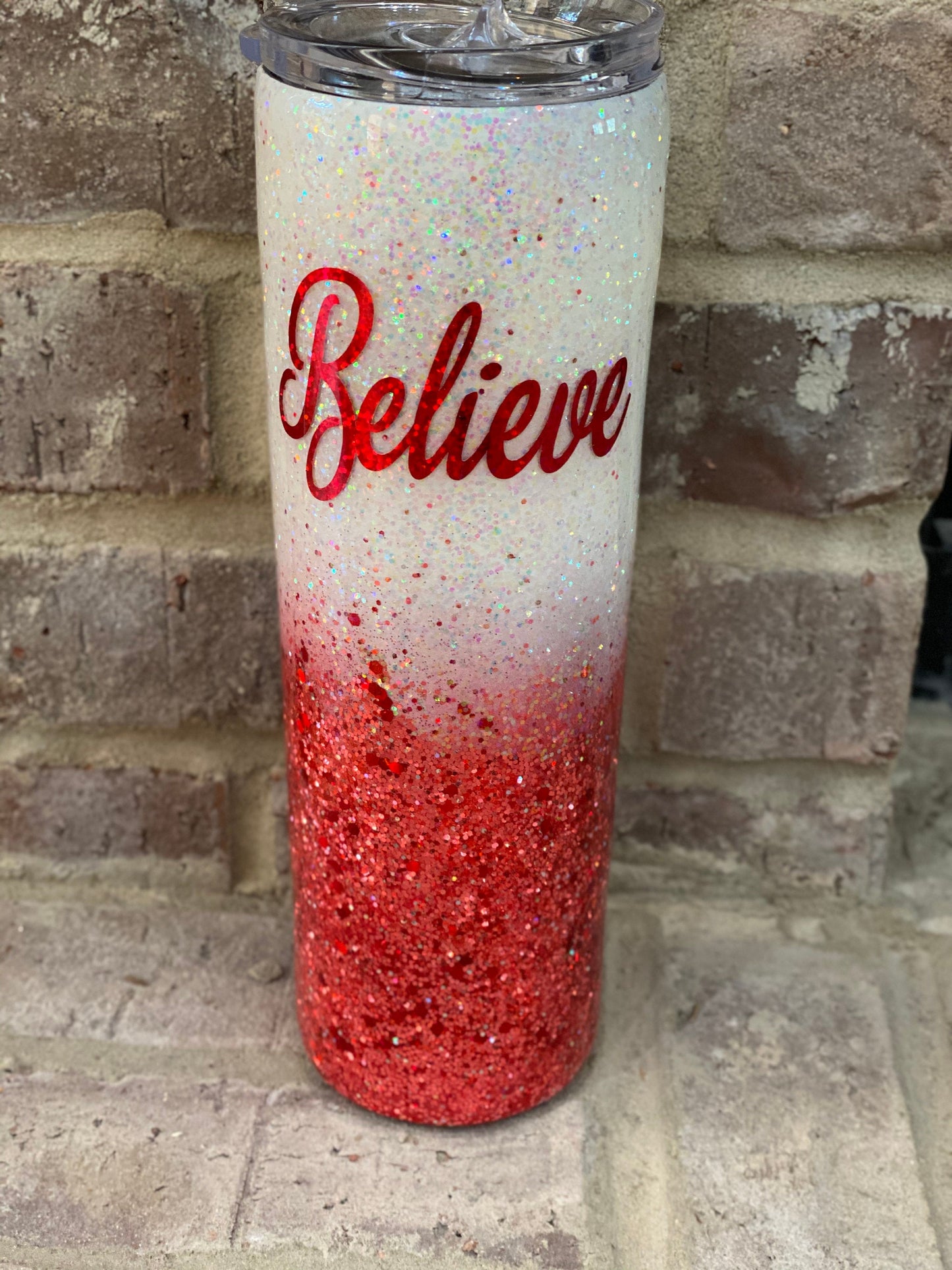 Cardinal | Believe |  Glitter Tumbler