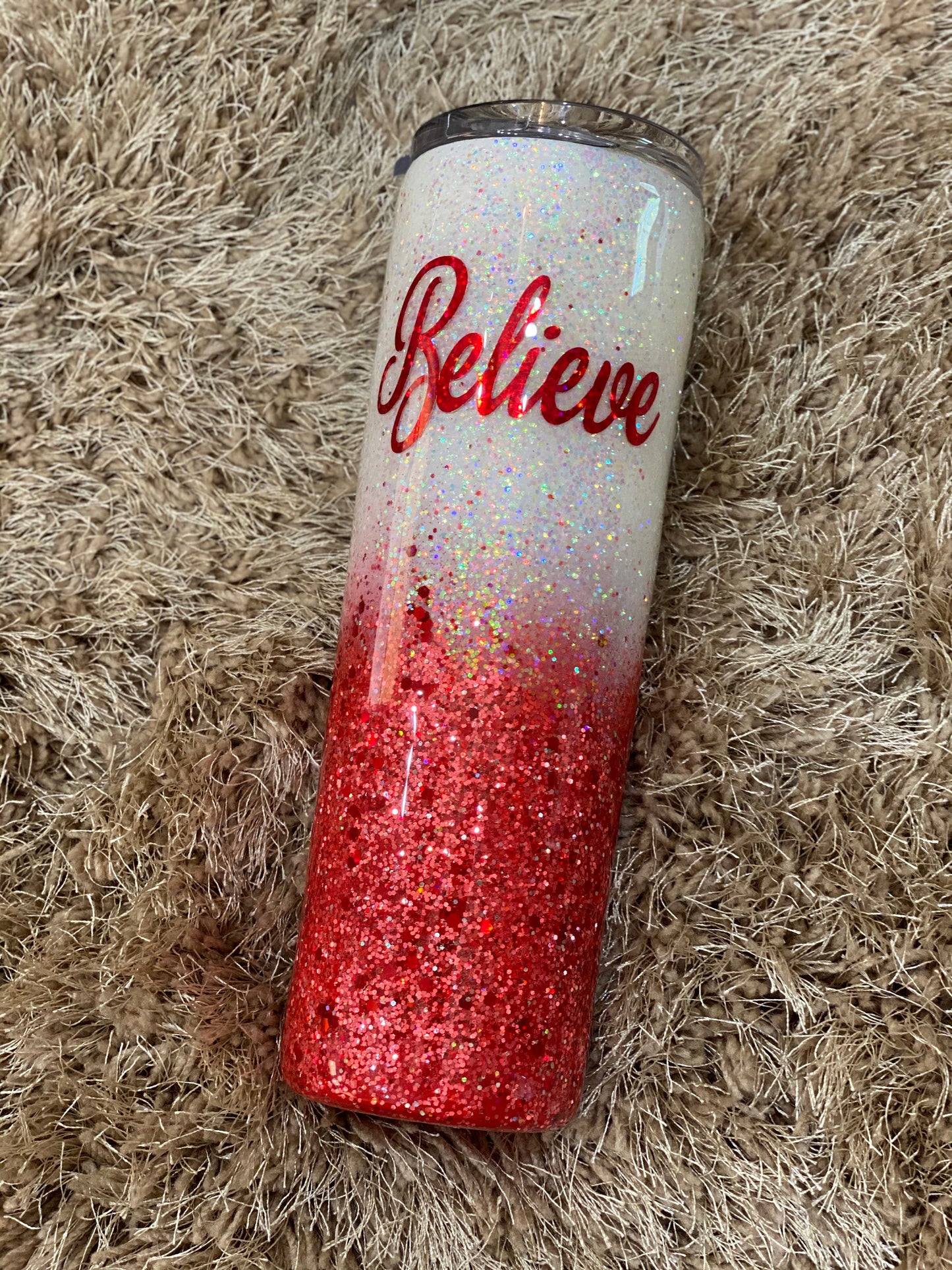 Cardinal | Believe |  Glitter Tumbler