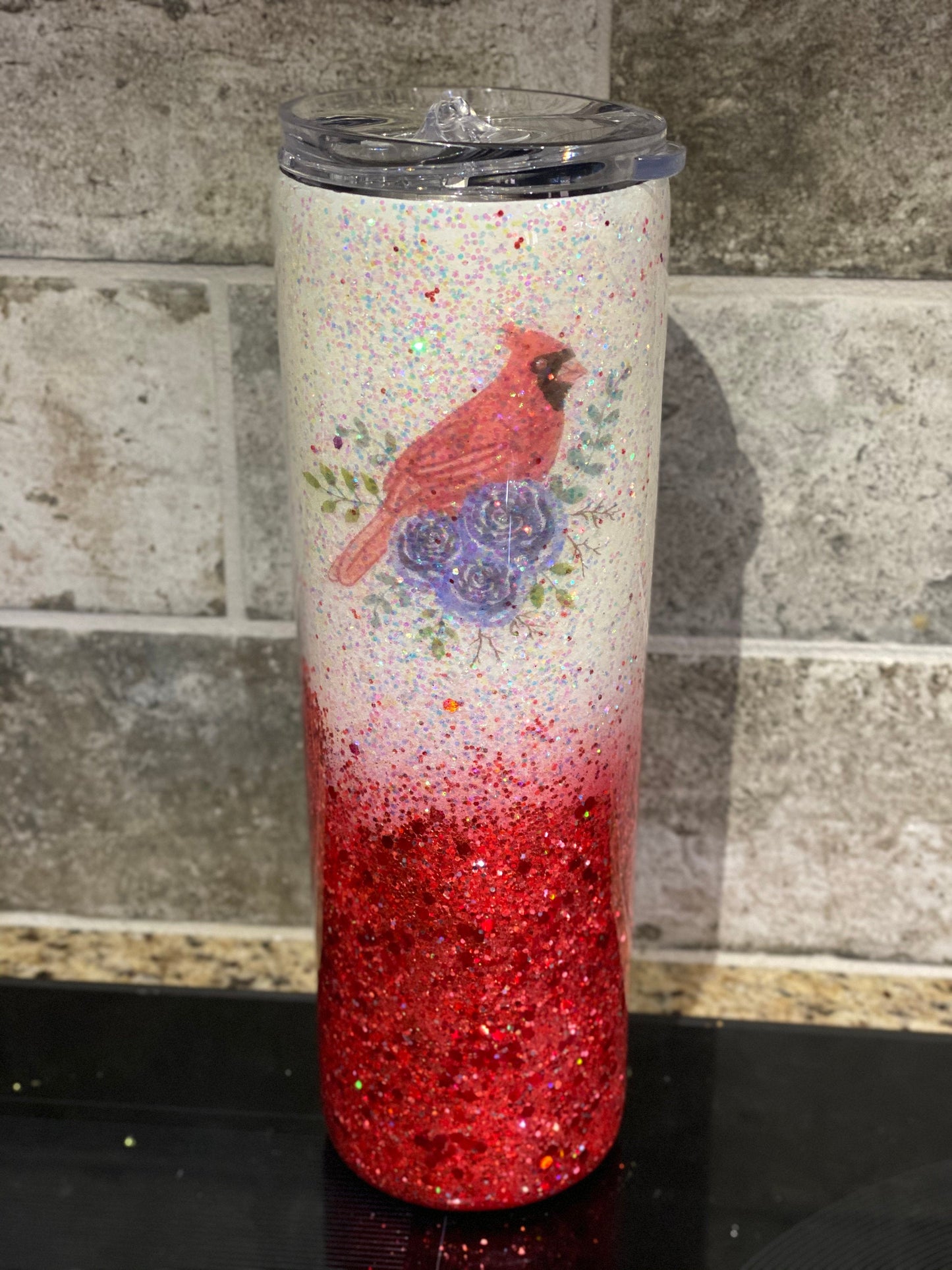 Cardinal | Believe |  Glitter Tumbler