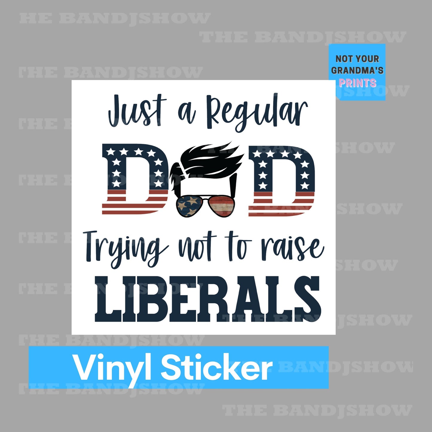 Just a Regular Dad Trying Not to Raise Liberals - Vinyl Sticker - Decal - Tumblers, Windows, Laptops etc.